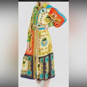 Alémais  La Musica Printed Silk Maxi dress Vibrant Multicolor Shirt no belt